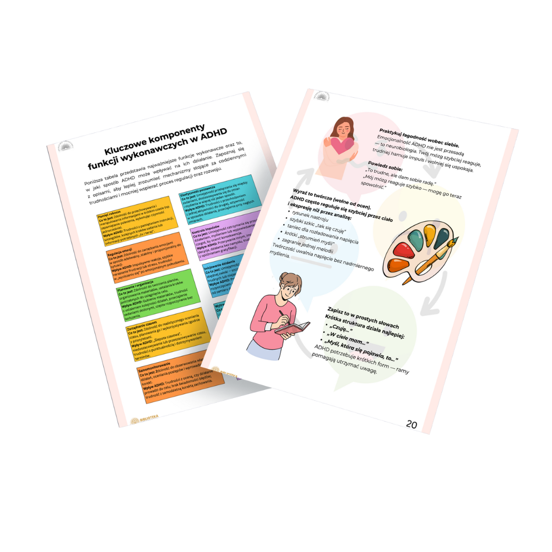 Workbook dotyczący funkcji wykonawczych i regulacji emocji u dorosłych osób w spektrum ADHD – materiały psychoedukacyjne wykorzystywane w pracy coachów i specjalistów