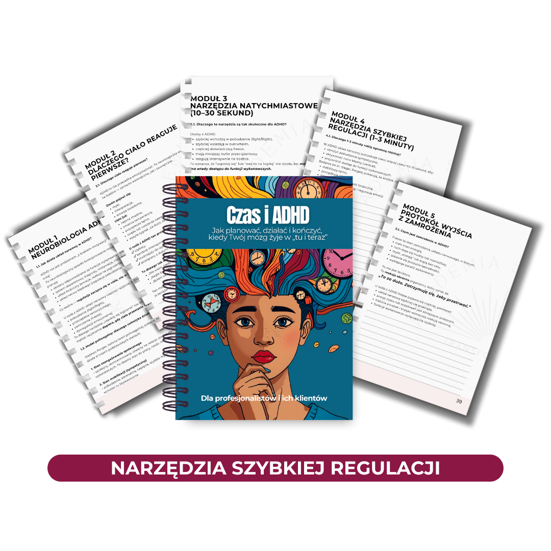 Workbook „Czas i ADHD” – narzędzia szybkiej regulacji dla osób z ADHD, wspierające planowanie, działanie i kończenie zadań poprzez pracę z układem nerwowym