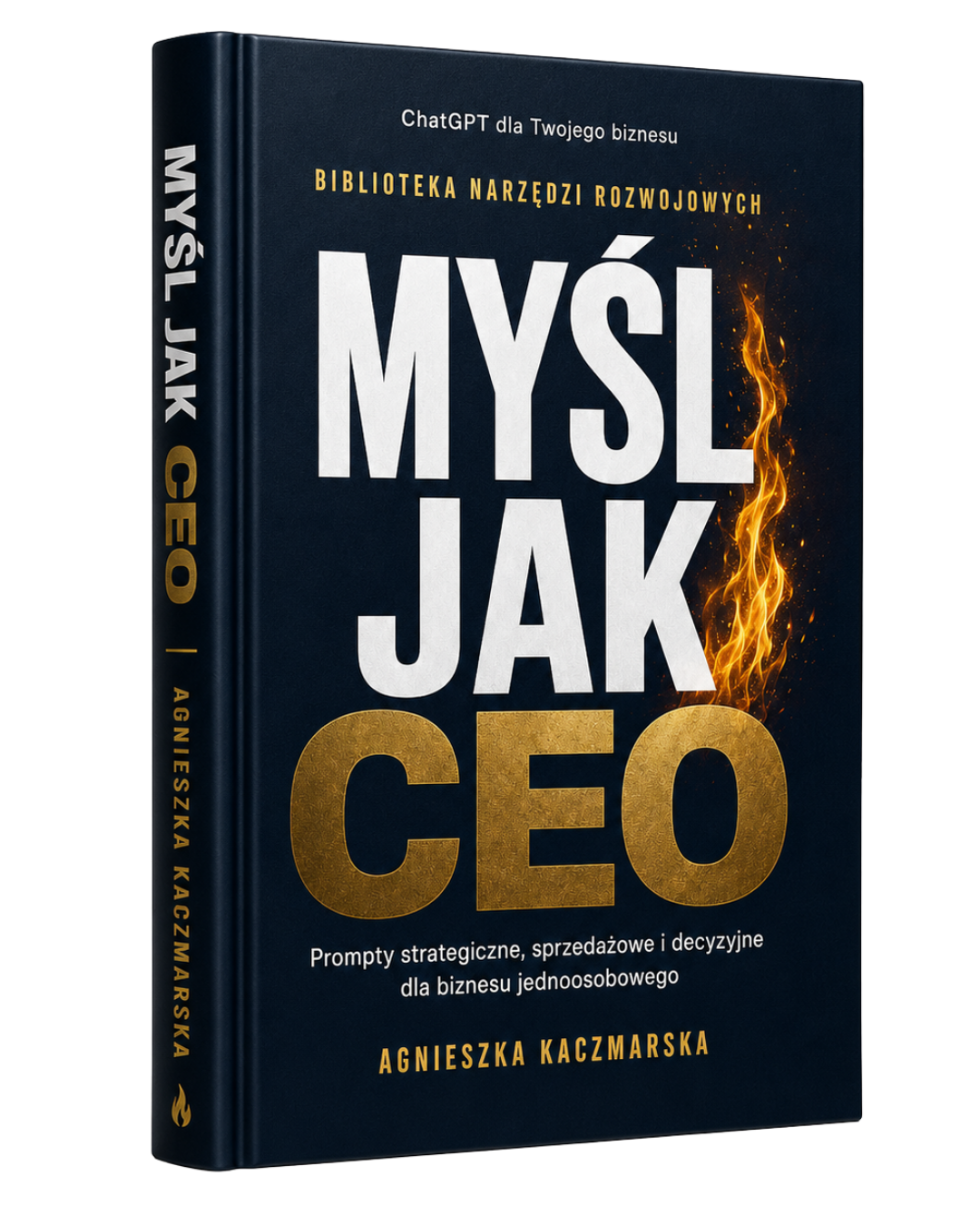 Mockup e-booka „Myśl jak CEO. ChatGPT dla Twojego biznesu” autorstwa Agnieszki Kaczmarskiej