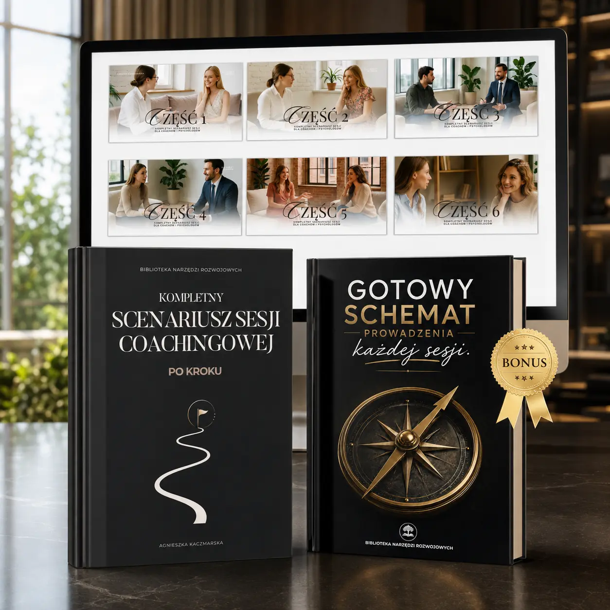Kompletny scenariusz sesji coachingowej – kurs online, workbook i bonus Gotowy schemat prowadzenia każdej sesji