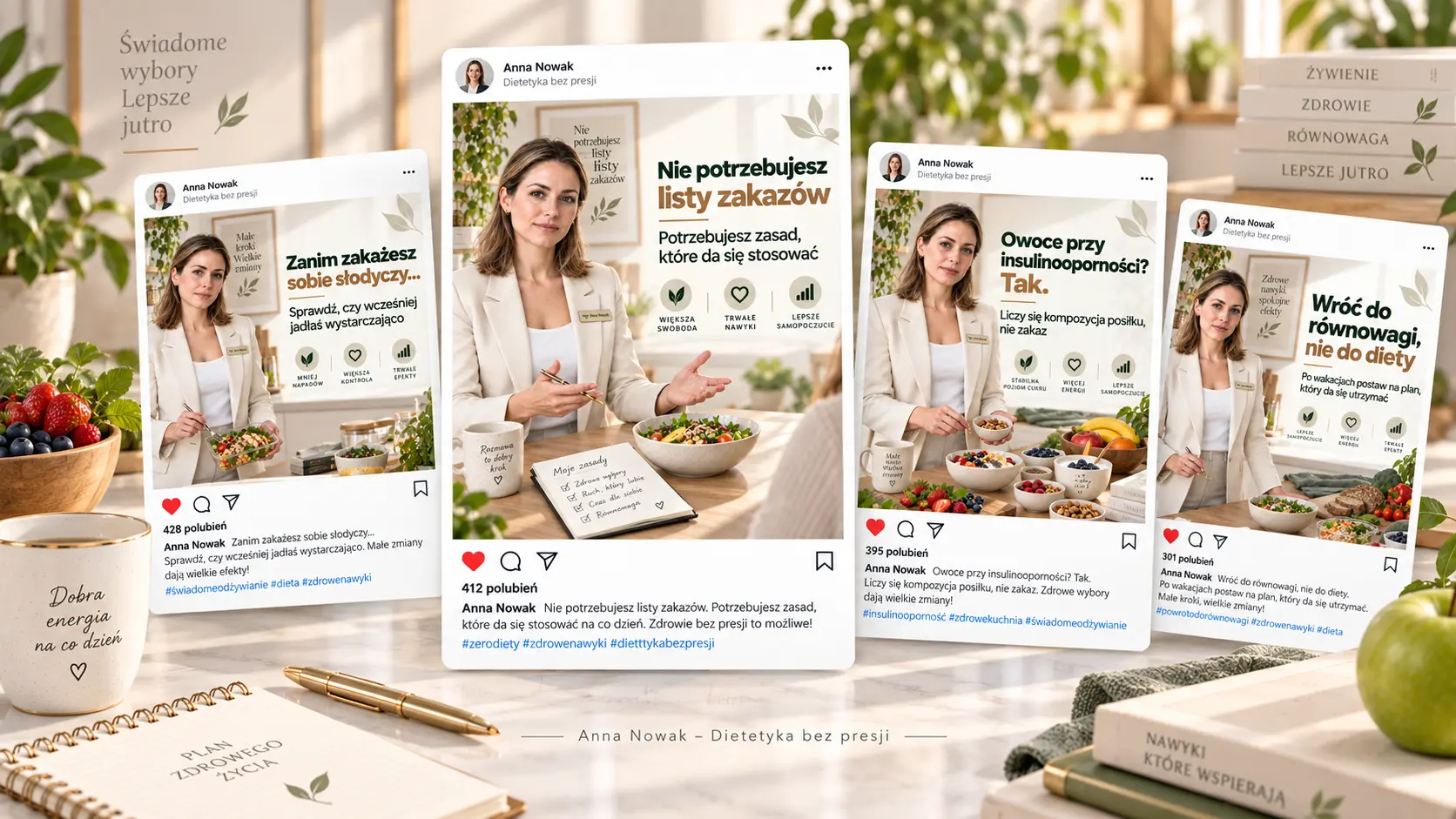 AI Content Manager dla dietetyka – przykładowe posty i grafiki do mediów społecznościowych
