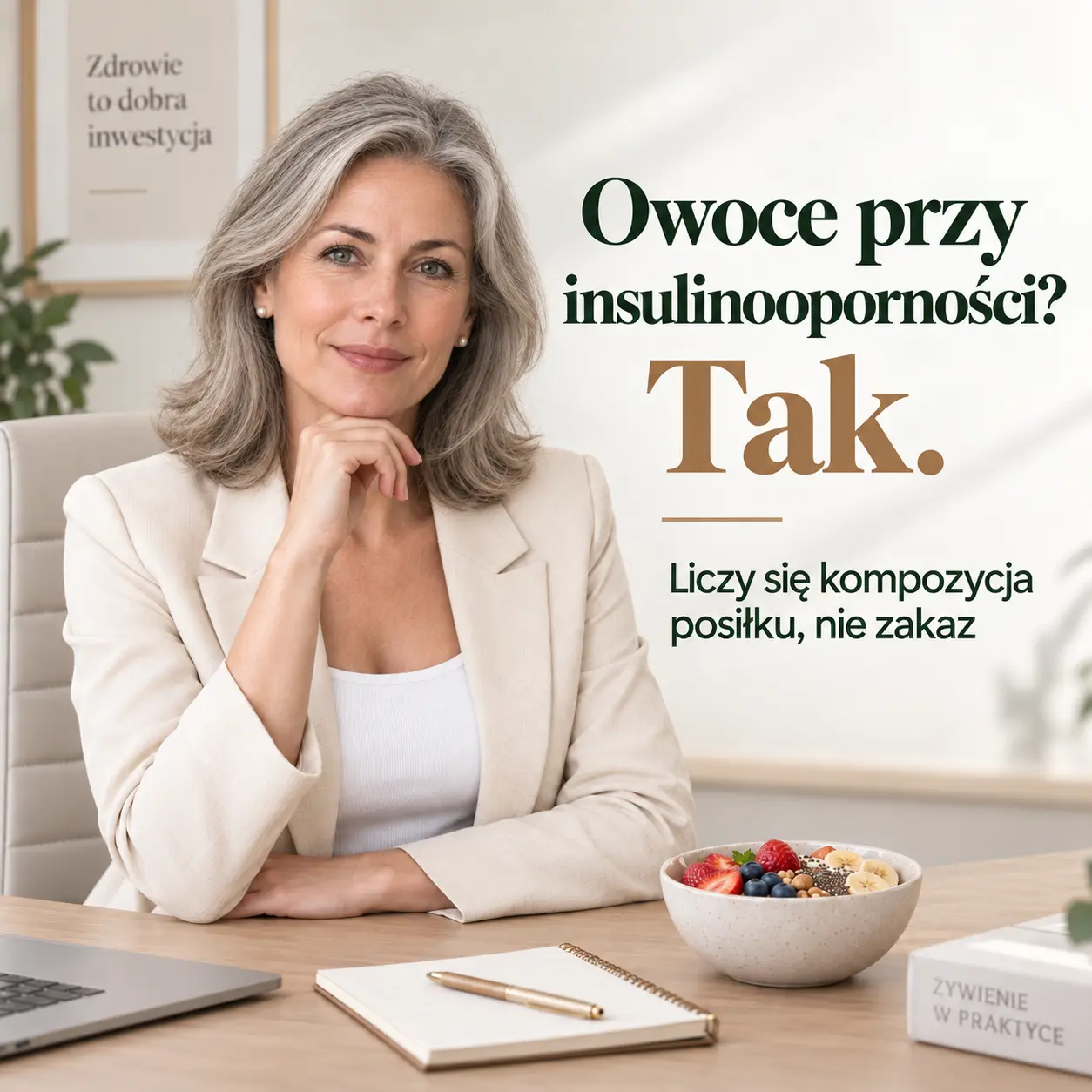Owoce przy insulinooporności – ekspercka scena do posta dietetycznego